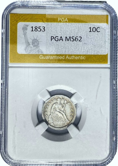 1853 Seated Liberty Dime PGA MS62