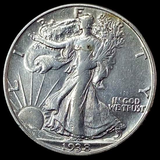 1938-D Silver Half Dollar Walking Liberty NEARLY UNCIRCULATED