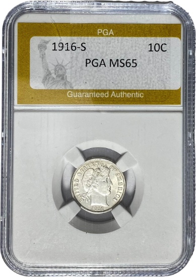 1916-S Barber Dime PGA MS65
