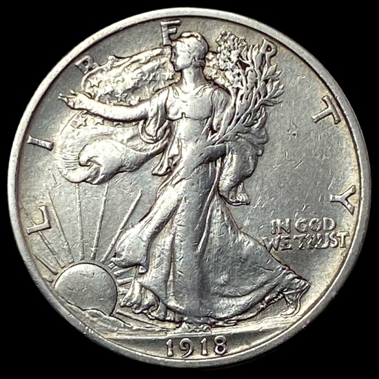 1918-S Silver Walking Liberty Half Dollar NEARLY UNCIRCULATED