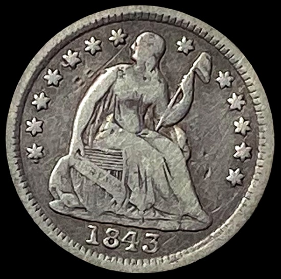1843 Seated Liberty Half Dime LIGHTLY CIRCULATED