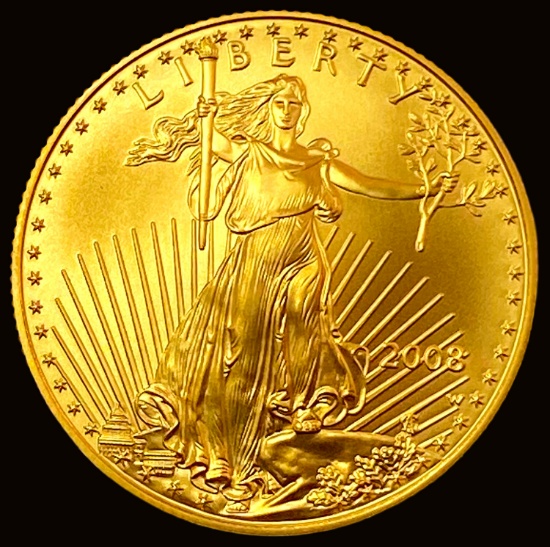 2008-W 1/2 oz Gold American Eagle $25 SUPERB GEM BU