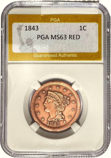 1843 1C PGA MS63 RED