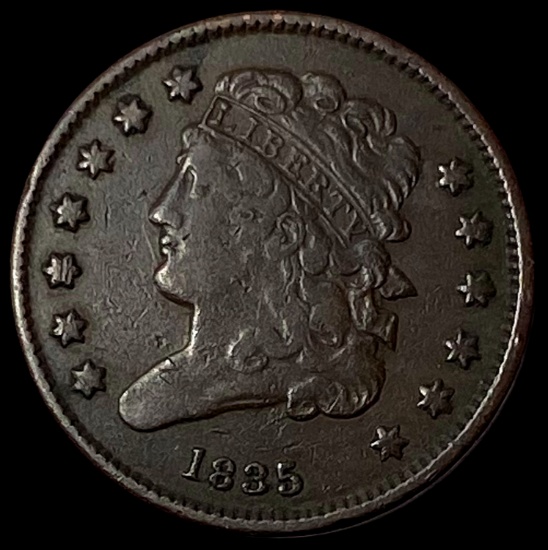 1835 Braided Hair Half Cent LIGHTLY CIRCULATED