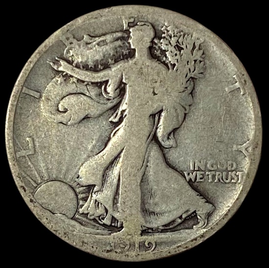 1919-D Silver Walking Liberty Half Dollar NICELY CIRCULATED