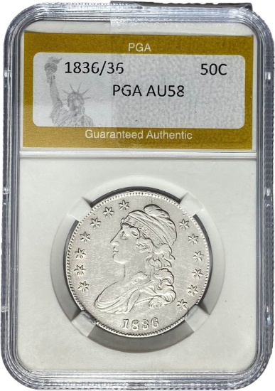 1836/36 50C PGA AU58