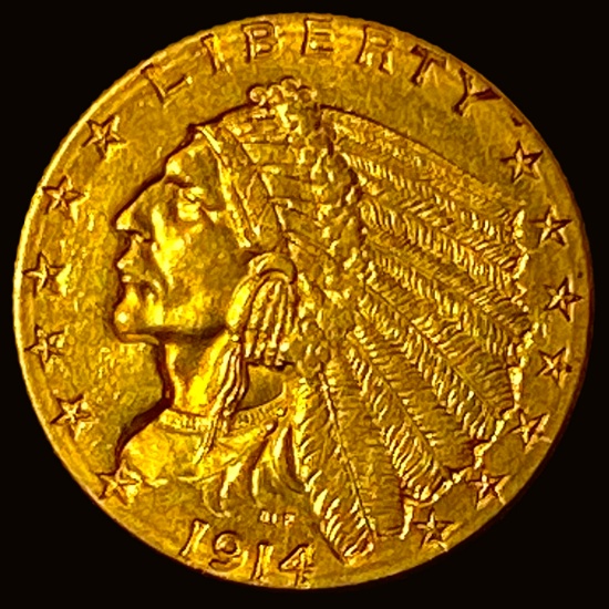 1914-D Gold Indian Head Quarter Eagle $2.50 CHOICE AU