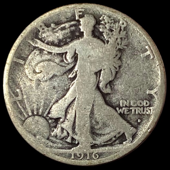 1916-D Silver Walking Liberty Half Dollar NICELY CIRCULATED