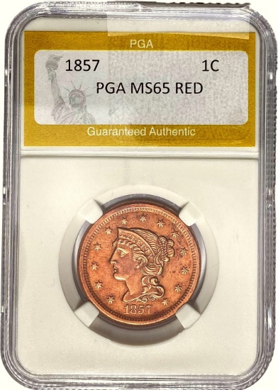 1857 1C PGA MS65 RED