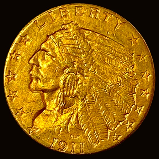 1911 Indian Head Gold $2.50 Quarter Eagle CHOICE AU
