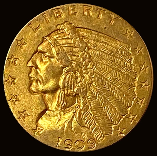 1909 Indian Head $2.5 Gold Quarter Eagle CHOICE AU