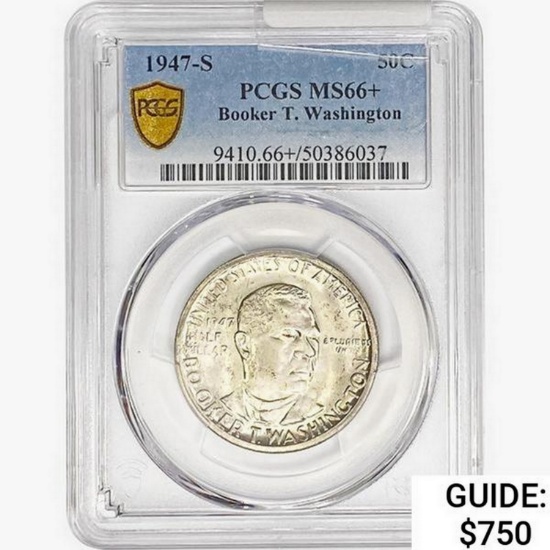 1947-S Booker T Half Dollar PCGS MS66+