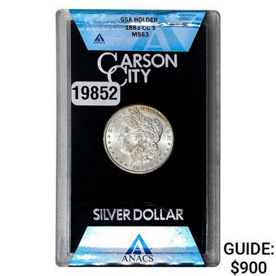1883-CC Morgan Silver Dollar GSA MS63