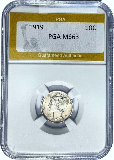 1919 10C Mercury Dime PGA MS63