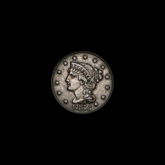 1855 Braided Hair Large Cent CLOSELY UNCIRCULATED