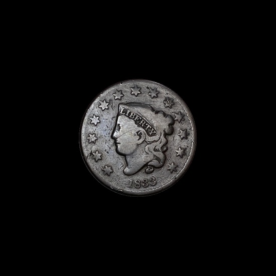1833 Coronet Head Large Cent LIGHTLY CIRCULATED