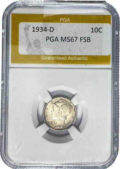 1934-D Mercury Dime PGA MS67 FSB