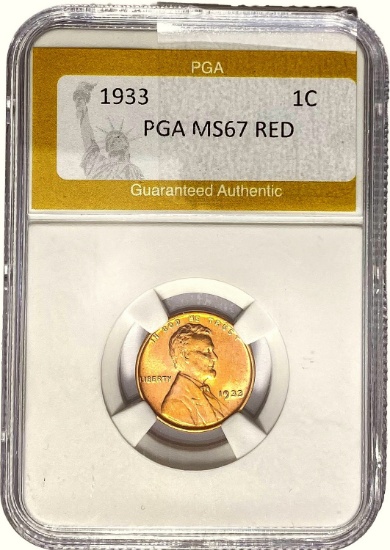 1933 1C PGA MS67 RED