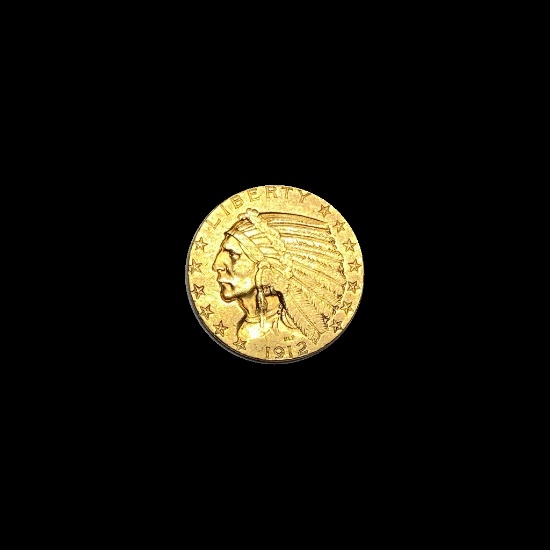 1912 Indian Head Gold Half Eagle $5 CLOSELY UNCIRCULATED
