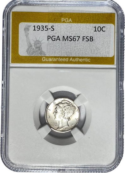 1935-S Mercury Dime PGA MS67 FSB