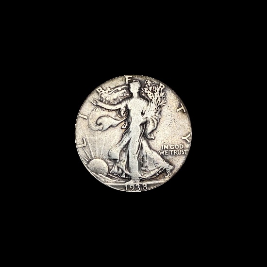 1938-D Silver Walking Liberty Half Dollar LIGHTLY CIRCULATED