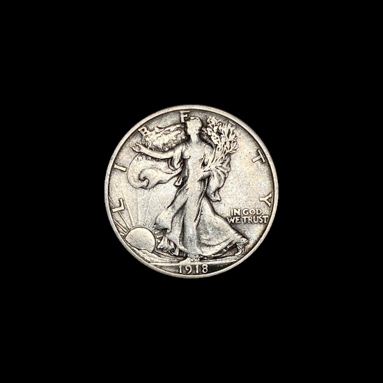 1918-S Silver Walking Liberty Half Dollar LIGHTLY CIRCULATED