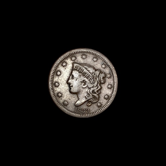 1839 Braided Hair Large Cent LIGHTLY CIRCULATED