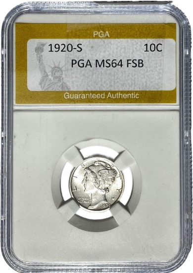 1920-S Mercury Dime PGA MS64 FSB
