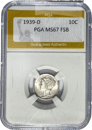 1939-D Mercury Dime PGA MS67 FSB
