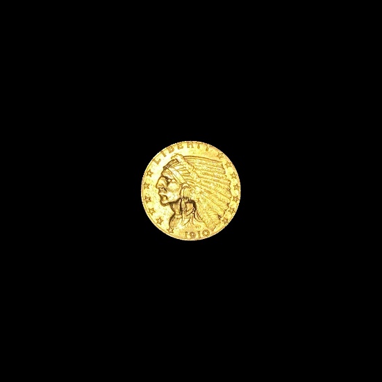 1910 Indian Head Gold $2.50 Quarter Eagle CLOSELY UNCIRCULATED