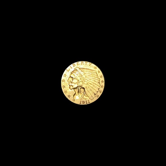 1911 Indian Head Gold $2.50 Quarter Eagle CLOSELY UNCIRCULATED