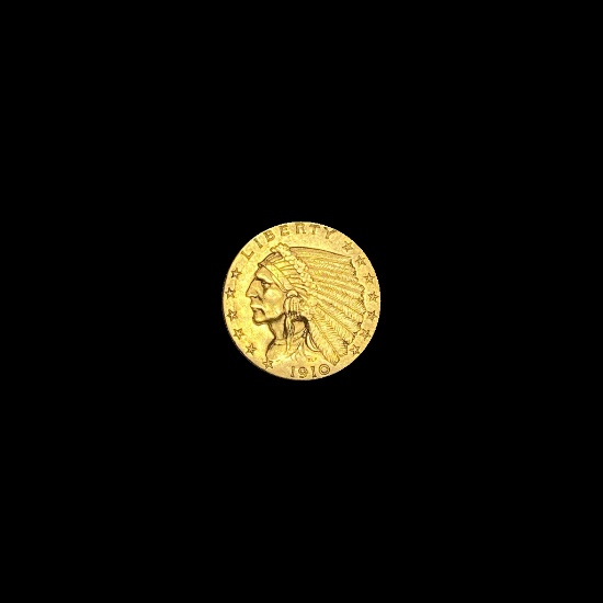 1910 Indian Head $2.5 Gold Quarter Eagle CLOSELY UNCIRCULATED