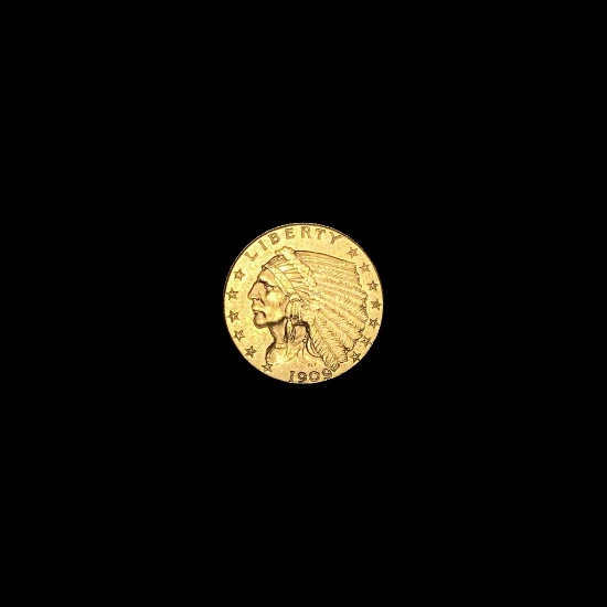1909 Indian Head Gold Half Eagle $5 CLOSELY UNCIRCULATED