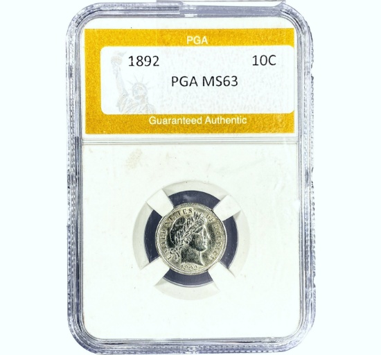 1892 Barber Dime PGA MS63