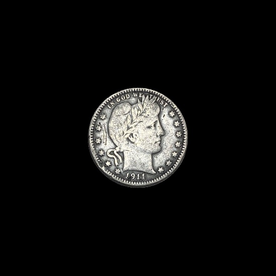 1911-D Silver Barber Quarter LIGHTLY CIRCULATED