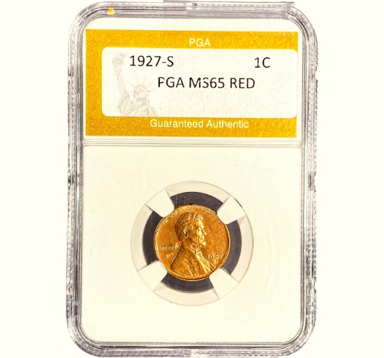 1927-S Lincoln Wheat Cent PGA MS65 RED