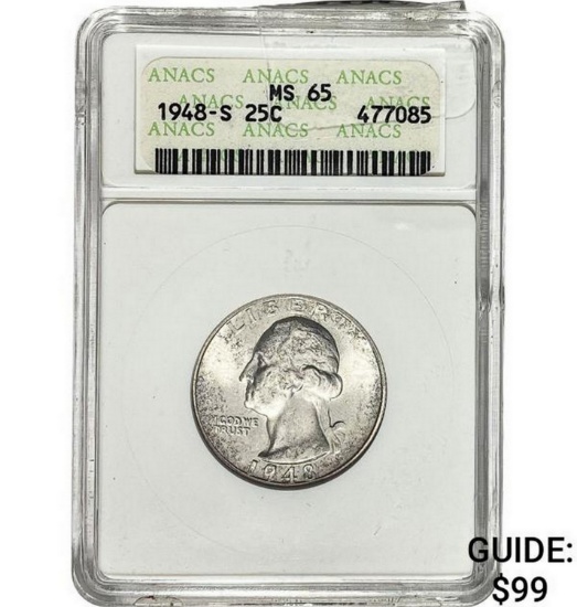 1948-S Washington Silver Quarter  MS65