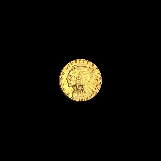 1914-D Indian Head Gold Half Eagle $5 CHOICE AU