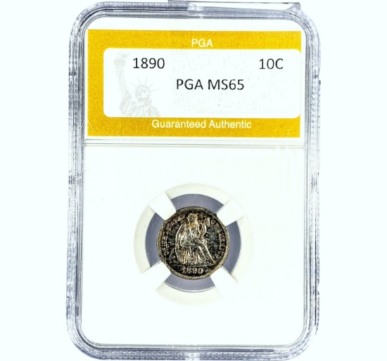 1890 Seated Liberty Dime PGA MS65