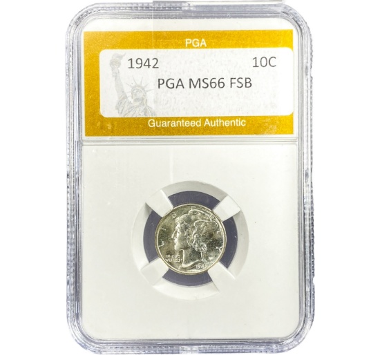 1942 Mercury Dime PGA MS66 FSB