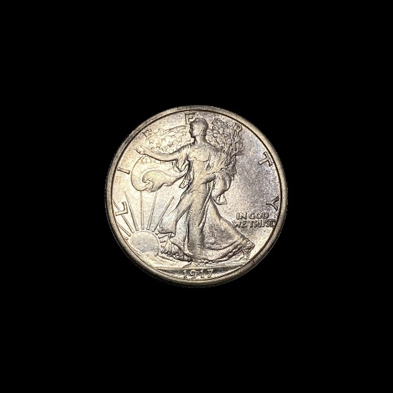 1917-S Silver Walking Liberty Half Dollar CHOICE AU