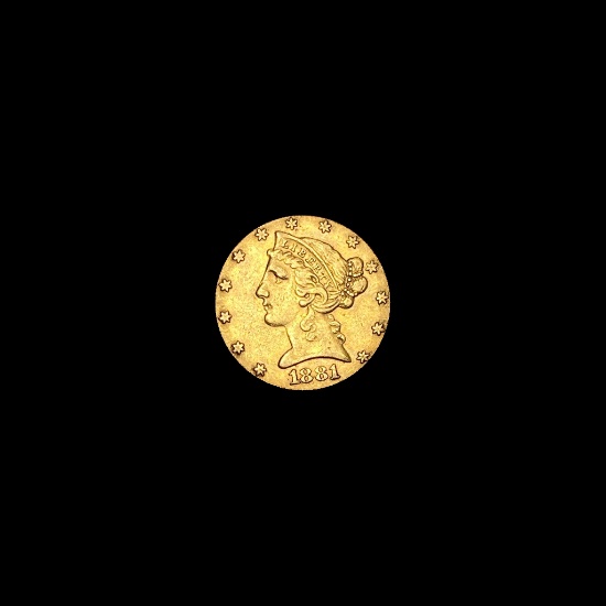 1881 Liberty Head Half Eagle $5 Gold CLOSELY UNCIRCULATED
