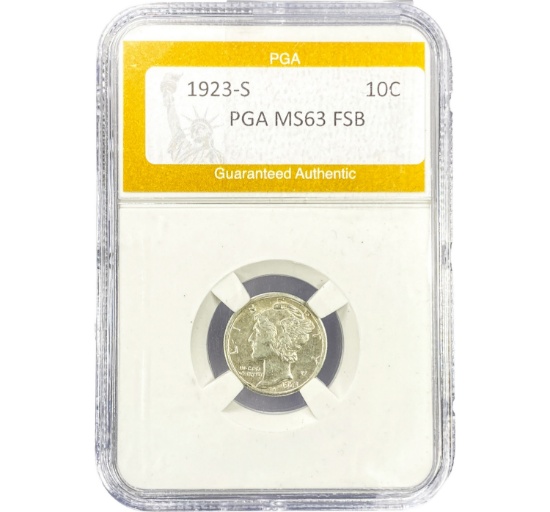 1923-S Mercury Dime PGA MS63 FSB