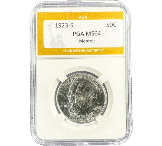 1923-S Monroe Half Dollar PGA MS64