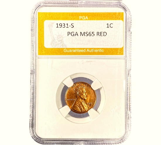 1931-S Lincoln Wheat Cent PGA MS65 RED
