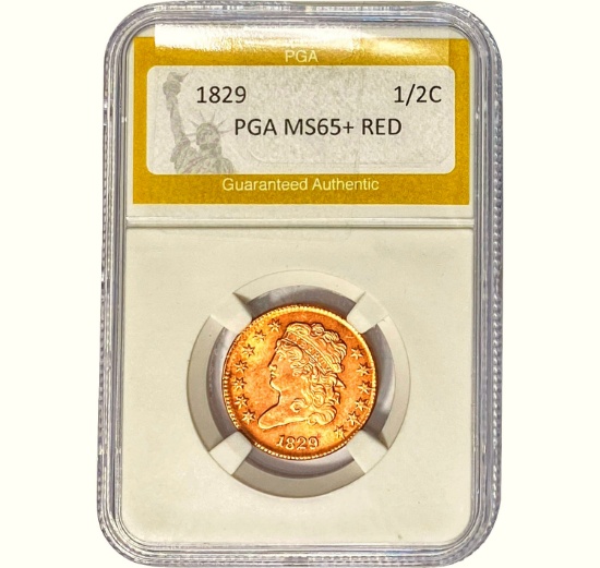 1829 Classic Head Half Cent PGA MS65+ RED