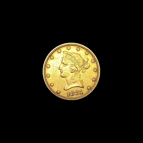 1881 $10 Liberty Head Eagle Gold Coin CLOSELY UNCIRCULATED