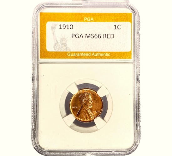 1910 Lincoln Wheat Cent PGA MS66 RED