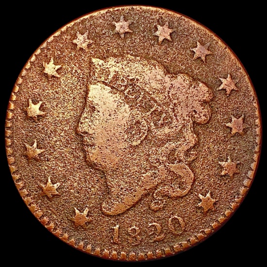 1820 Coronet Head Large Cent NICELY CIRCULATED