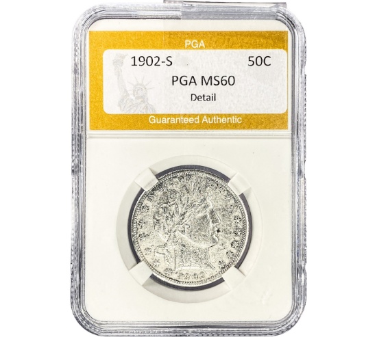 1902-S Barber Half Dollar PGA MS60